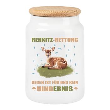 Rehkitz Rettung - Keksdose mit Holzdeckel - Weiß - Vorne