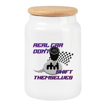 Real Car Shift Themes - Keksdose mit Holzdeckel - Weiß - Vorne