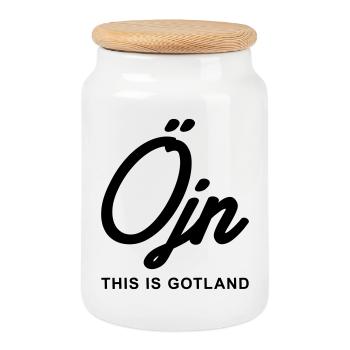 C’est Gotland - Öjn - Boîte à biscuits avec couvercle en bois - blanc - Devant