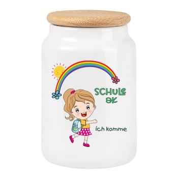 Schulkind, Einschulung - Keksdose mit Holzdeckel - Weiß - Vorne