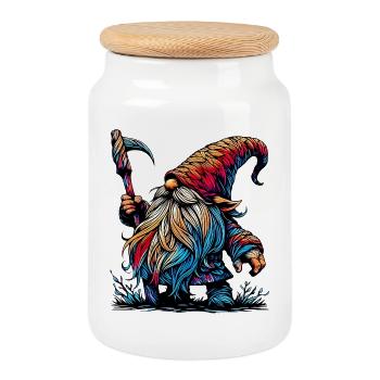 Gnome - Cookie Jar with Wooden Lid - white - Front