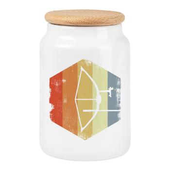 Retro Archery - Cookie Jar with Wooden Lid - white - Front
