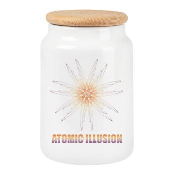 geometrical form ATOMIC ILLUSION - Cookie Jar with Wooden Lid - white - Front