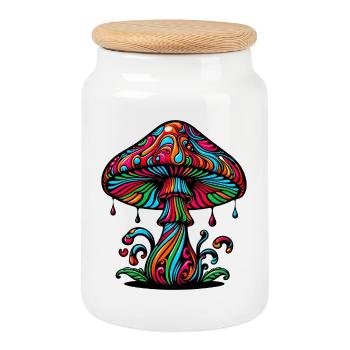 Champignons Fungo Funghi - Boîte à biscuits avec couvercle en bois - blanc - Devant