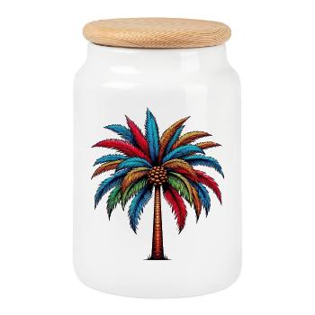 Palme - Keksdose mit Holzdeckel - Weiß - Vorne