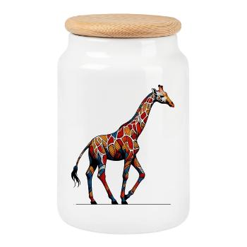 Giraffe - Keksdose mit Holzdeckel - Weiß - Vorne
