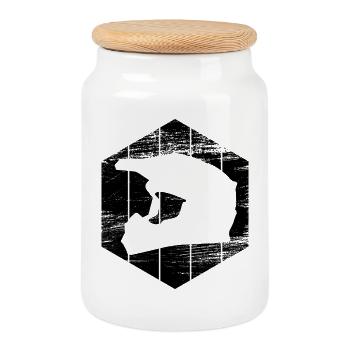 Motocross Helmet Graphic - Cookie Jar with Wooden Lid - white - Front