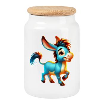 Donkey Mule - Cookie Jar with Wooden Lid - white - Front