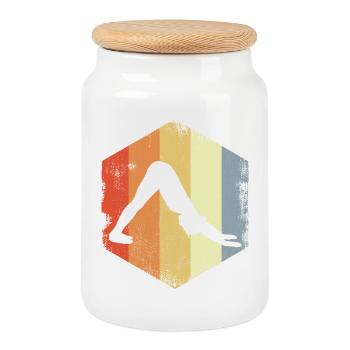Yogini Drawing - Cookie Jar with Wooden Lid - white - Front