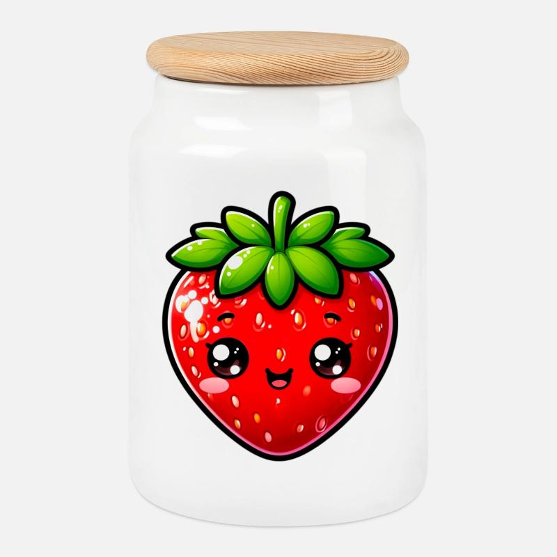 Erdbeeren Erdbeeren - Keksdose mit Holzdeckel - Weiß