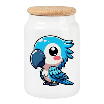 Parrot - Cookie Jar with Wooden Lid - white - Front
