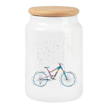 Inspirational Cycling Motivational Design - Cookie Jar with Wooden Lid - white - Front