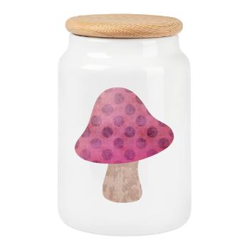 Mushroom Autumn Fairy Tale Dots Woodland Nursery - Cookie Jar with Wooden Lid - white - Front