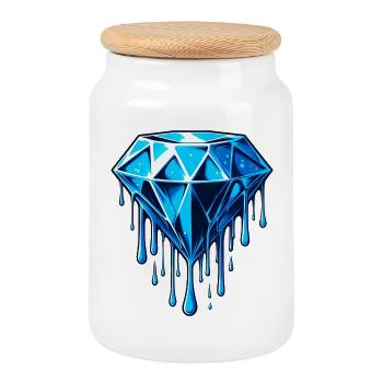 Diamond - Cookie Jar with Wooden Lid - white - Front