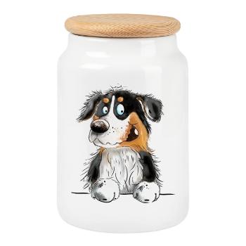 Funny Australian Shepherd Black Tri - Keksdose mit Holzdeckel - Weiß - Vorne