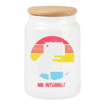 Pas d’Internet Sunset City Silhouette - Boîte à biscuits avec couvercle en bois - blanc - Devant