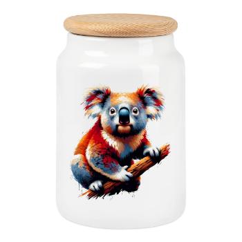 Koala - Cookie Jar with Wooden Lid - white - Front