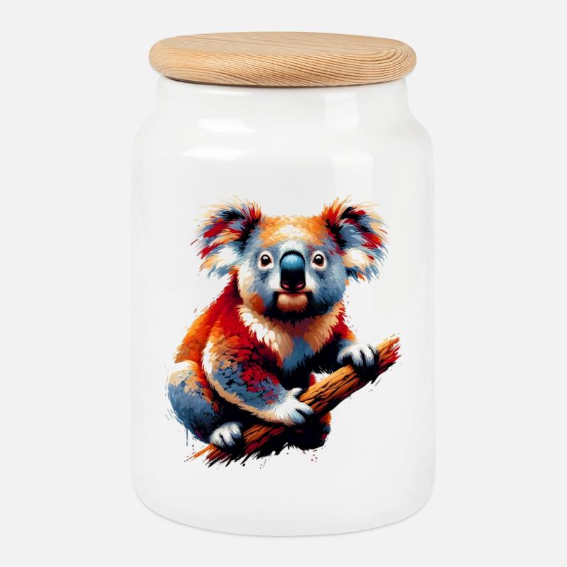 Koala - Keksdose mit Holzdeckel - Weiß