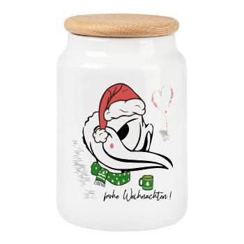 Frohe Weihnachten - Keksdose mit Holzdeckel - Weiß - Vorne