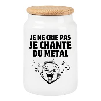 Music, Metal Music, Singing Baby - Cookie Jar with Wooden Lid - white - Front