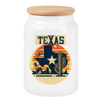 TEXAS - Boîte à biscuits avec couvercle en bois - blanc - Devant