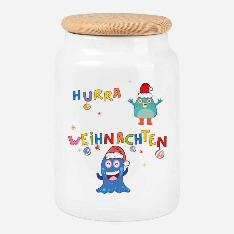 Hurra Weihnachten - Keksdose mit Holzdeckel - Weiß