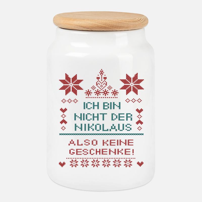 Nikolaus - Keksdose mit Holzdeckel - Weiß