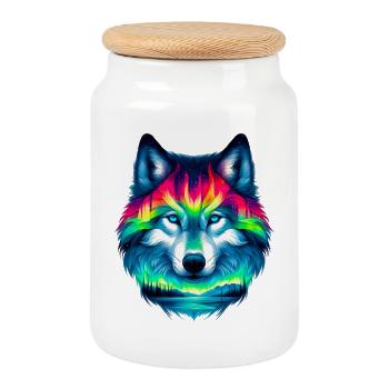 Wolf - Keksdose mit Holzdeckel - Weiß - Vorne