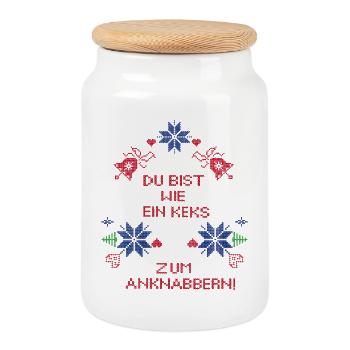 Advent, gingerbread - Cookie Jar with Wooden Lid - white - Front
