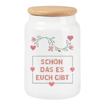 It's nice that you exist, Ugly Christmas - Cookie Jar with Wooden Lid - white - Front