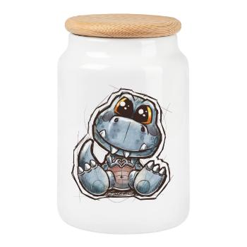ptitdino - Cookie Jar with Wooden Lid - white - Front