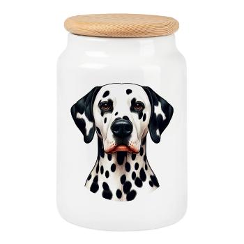 Chien dalmatien - Boîte à biscuits avec couvercle en bois - blanc - Devant