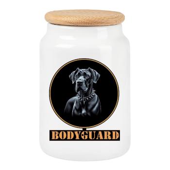 Bodyguard Dog - Great Dane - Cookie Jar with Wooden Lid - white - Front