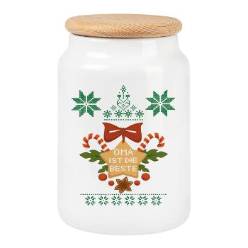 Grandma is the best Christmas - Cookie Jar with Wooden Lid - white - Front