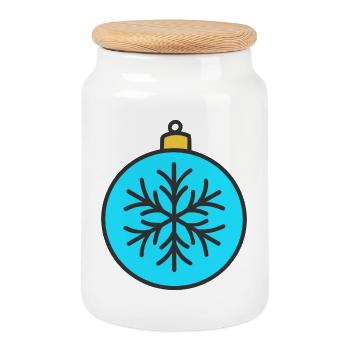Weihnachtskugel - Keksdose mit Holzdeckel - Weiß - Vorne