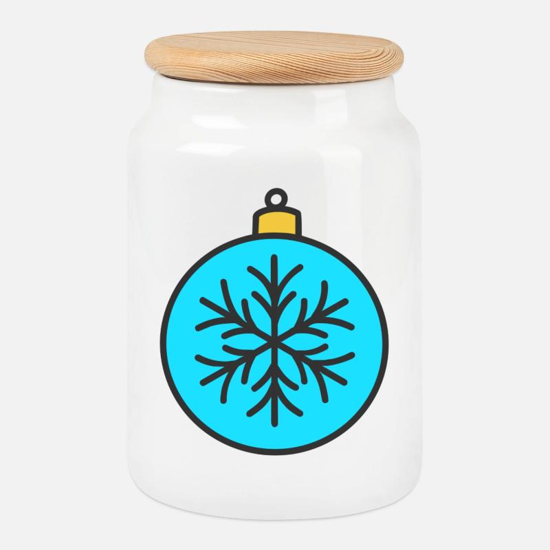 Weihnachtskugel - Keksdose mit Holzdeckel - Weiß