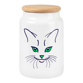 42 Couleur chat - Boîte à biscuits avec couvercle en bois - blanc - Devant