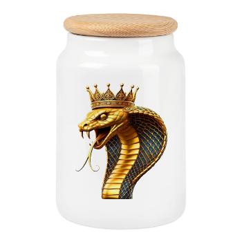 Serpent (03) - Boîte à biscuits avec couvercle en bois - blanc - Devant