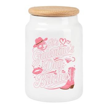 Galentine's Day Funny Party - Cookie Jar with Wooden Lid - white - Front