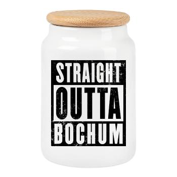 Straight outta Bochum Ruhrpott Ruhrgebiet - Keksdose mit Holzdeckel - Weiß - Vorne