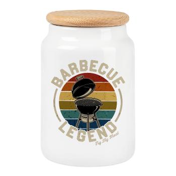Barbecue Legend Retro - Cookie Jar with Wooden Lid - white - Front