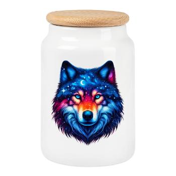 Wolf - Keksdose mit Holzdeckel - Weiß - Vorne