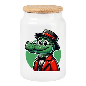 Krokodil Russian auf Russisch Russen Krokodile - Keksdose mit Holzdeckel - Weiß - Vorne