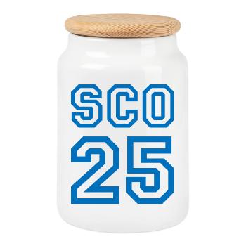 SCOTLAND - Cookie Jar with Wooden Lid - white - Front