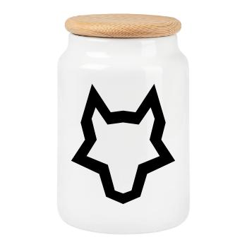 LOGO of the wolf - Cookie Jar with Wooden Lid - white - Front