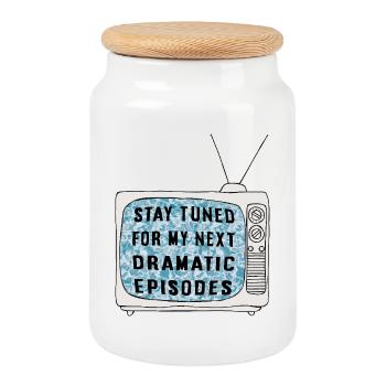Stay Tuned - Cookie Jar with Wooden Lid - white - Front