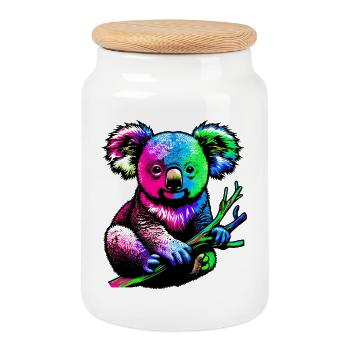 Koala - Boîte à biscuits avec couvercle en bois - blanc - Devant