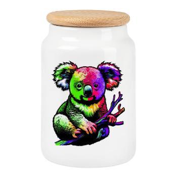 Koala - Boîte à biscuits avec couvercle en bois - blanc - Devant