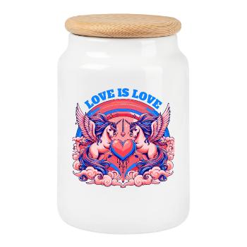 Love is Love Blau - Keksdose mit Holzdeckel - Weiß - Vorne