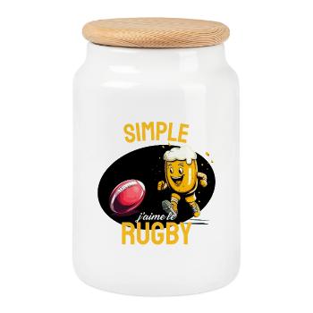 Rugby et Apéro Cartoon Bière - Boîte à biscuits avec couvercle en bois - blanc - Devant